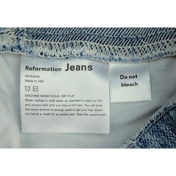 Reformation Sandia Mini Skirt Women's Size 24 Inari Blue Denim Belted Skirt - Picture 3 of 7